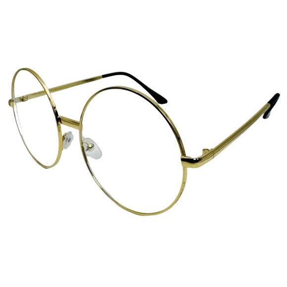 6021 | Gold Oversize Round Clear Lens Glasses - Picture 2 of 5